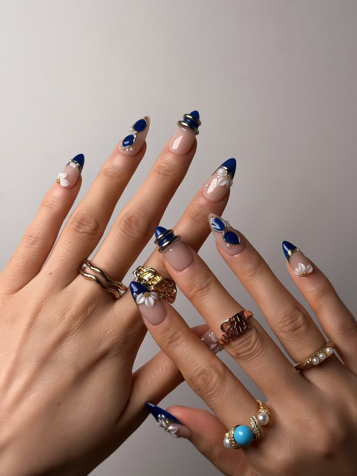 Royal Bloom Medium Almond Press On Nails