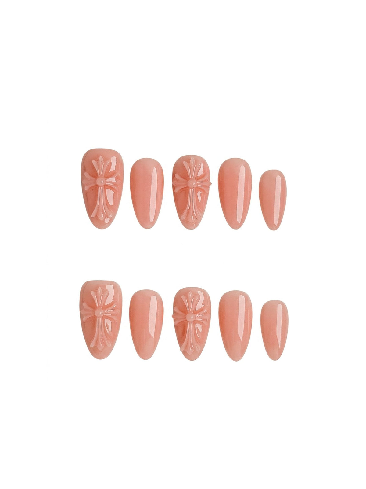 Blush Pink Cross Press On Nails Medium Almond