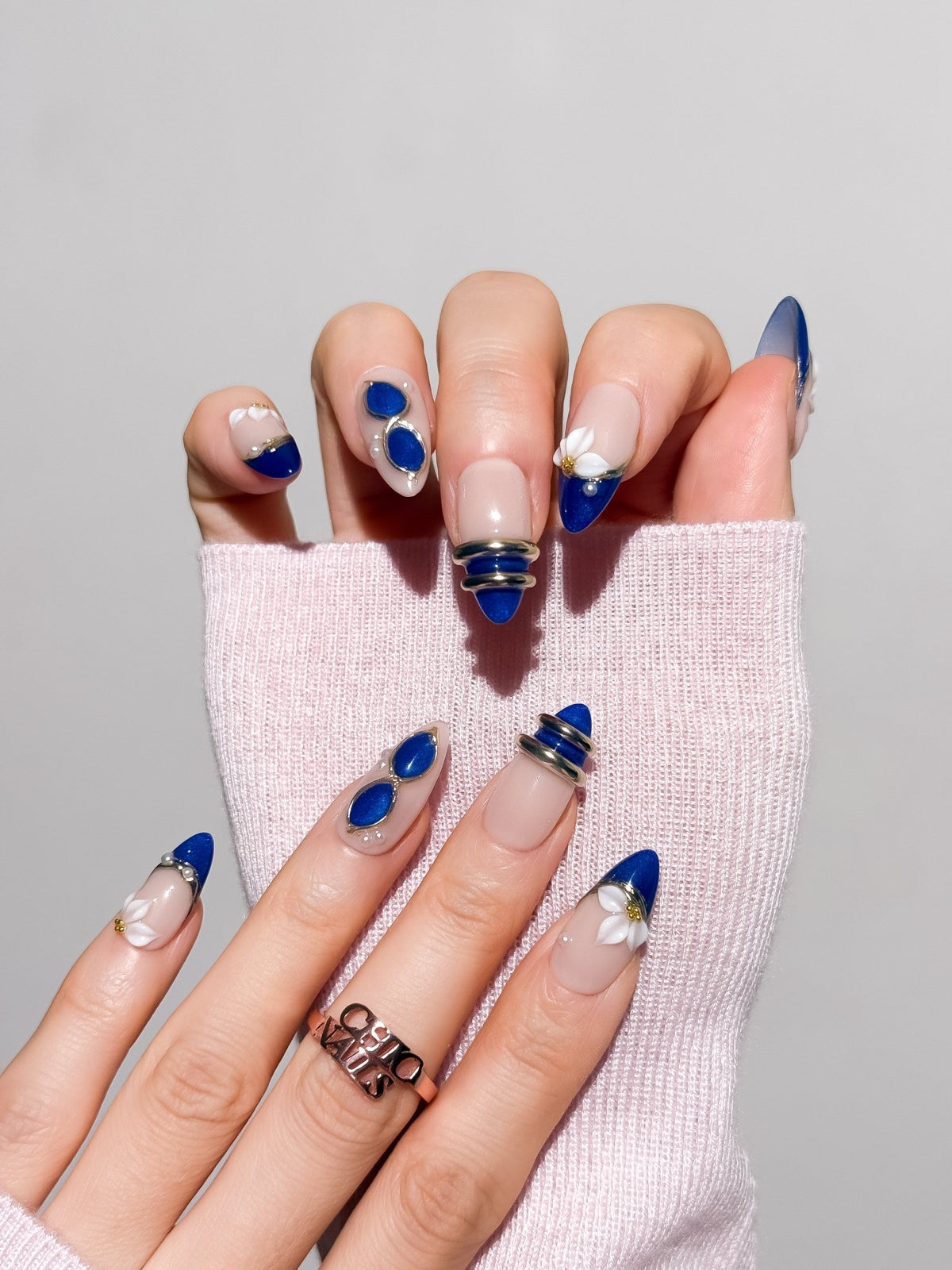 Royal Bloom Medium Almond Press On Nails