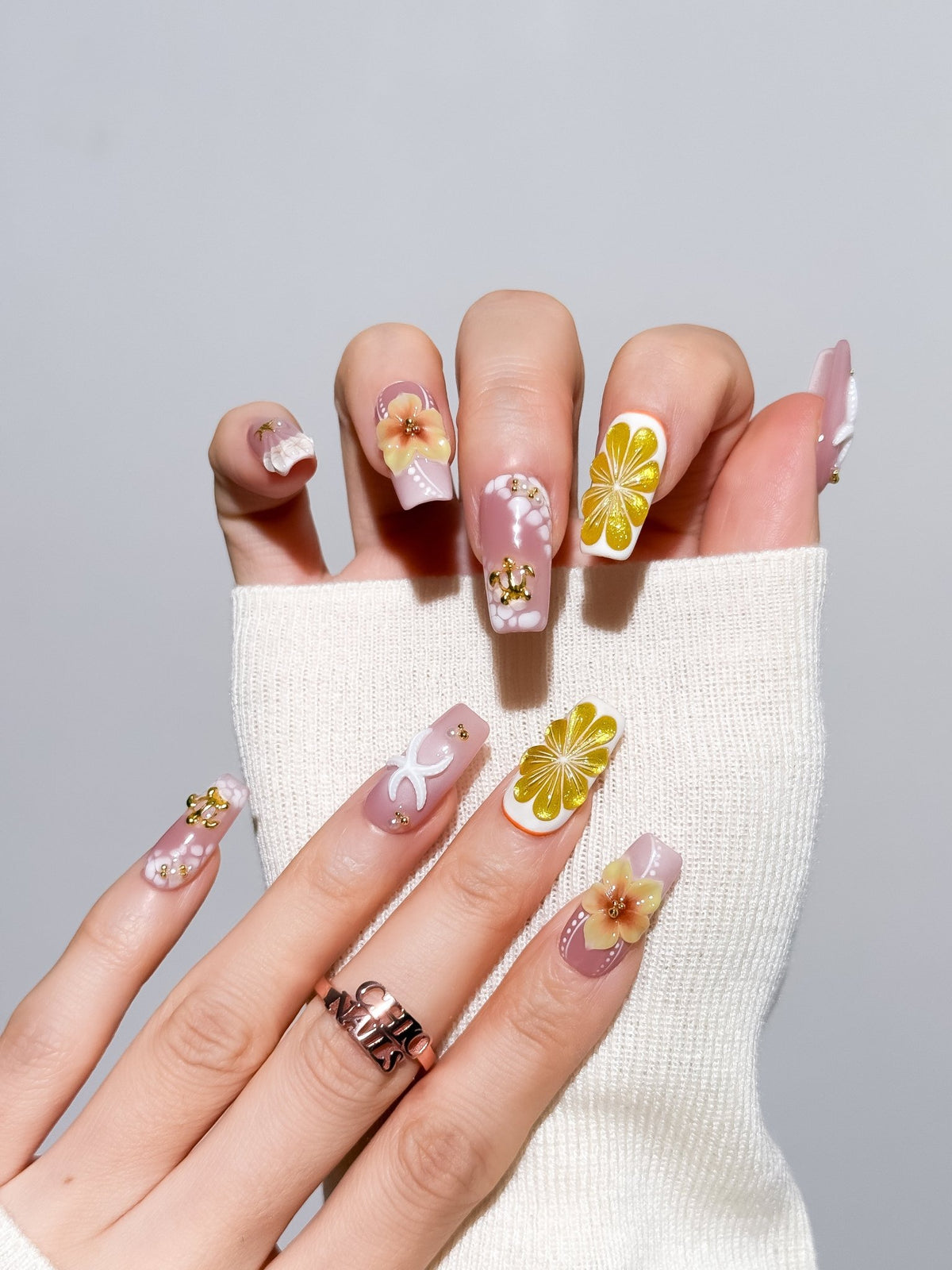 Golden Coast Medium Square Press On Nails