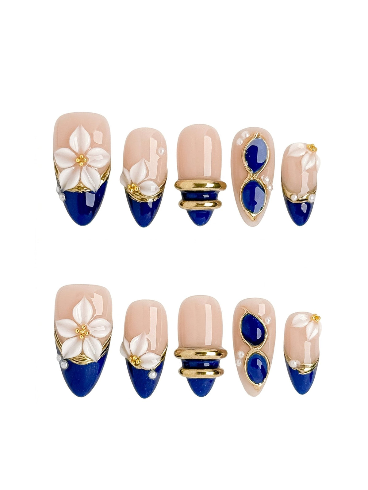 Royal Bloom Medium Almond Press On Nails