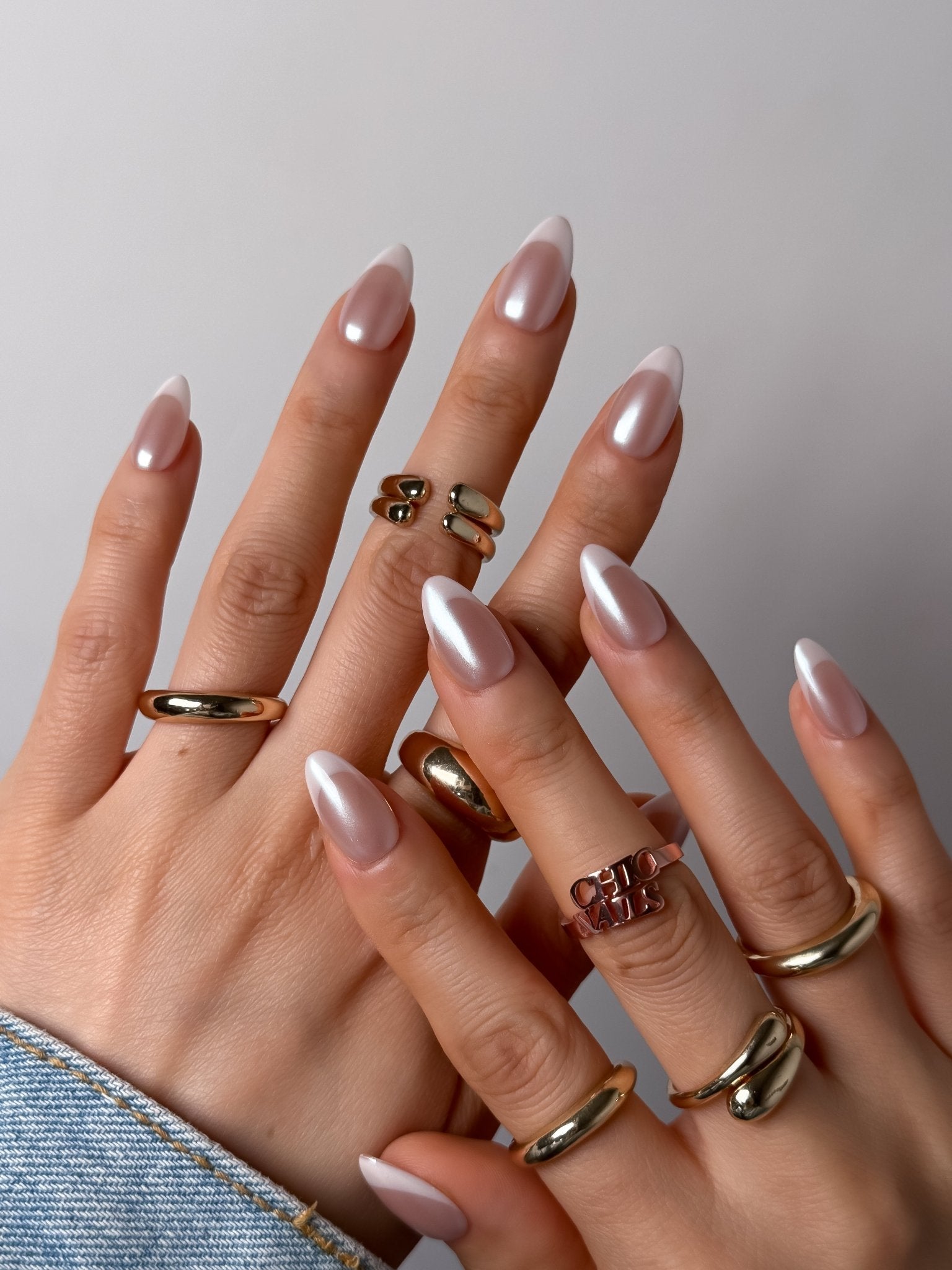 Pearl French Almond Press-On Nails