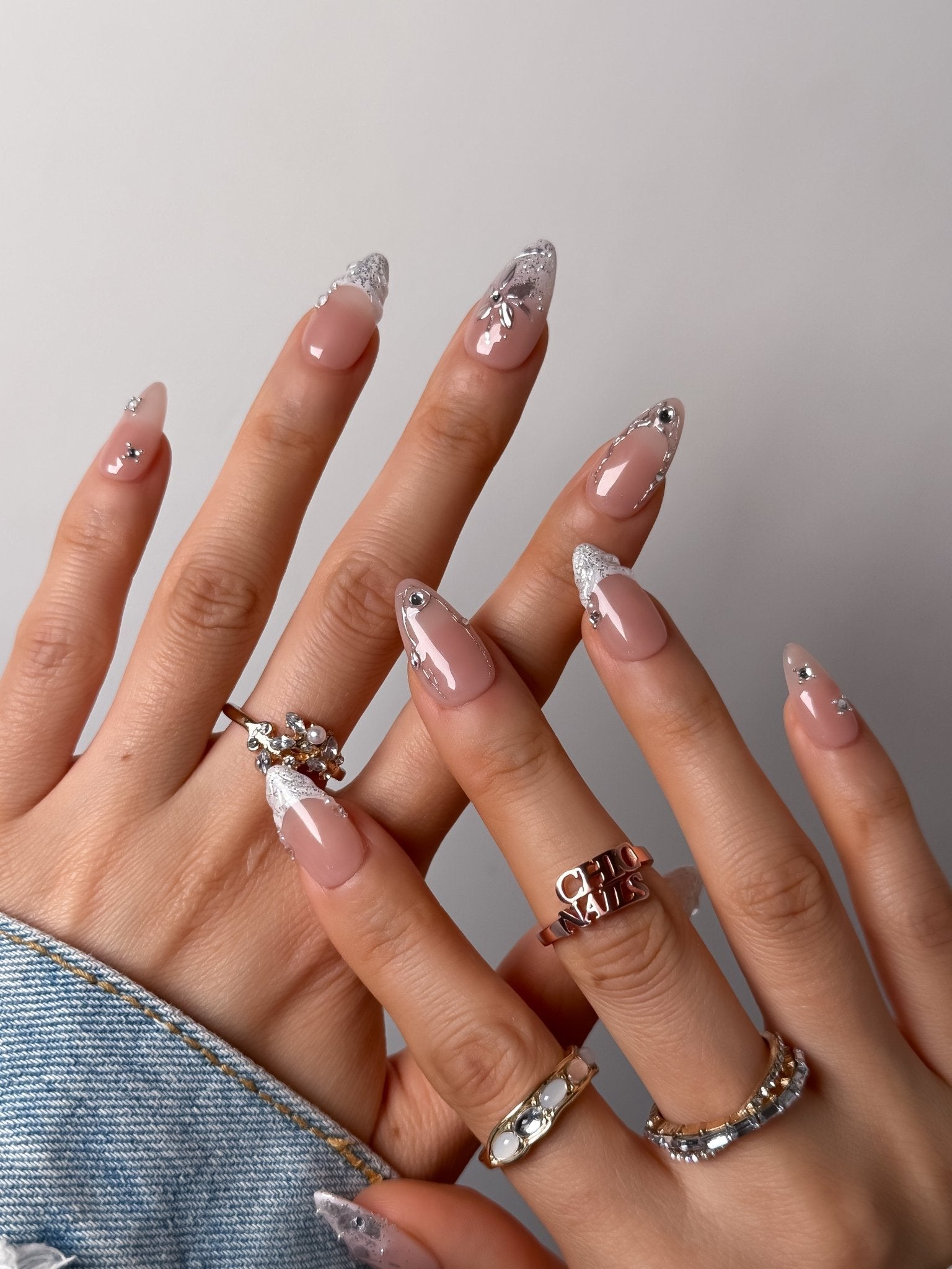 Silver Lace Elegance Press On Nails