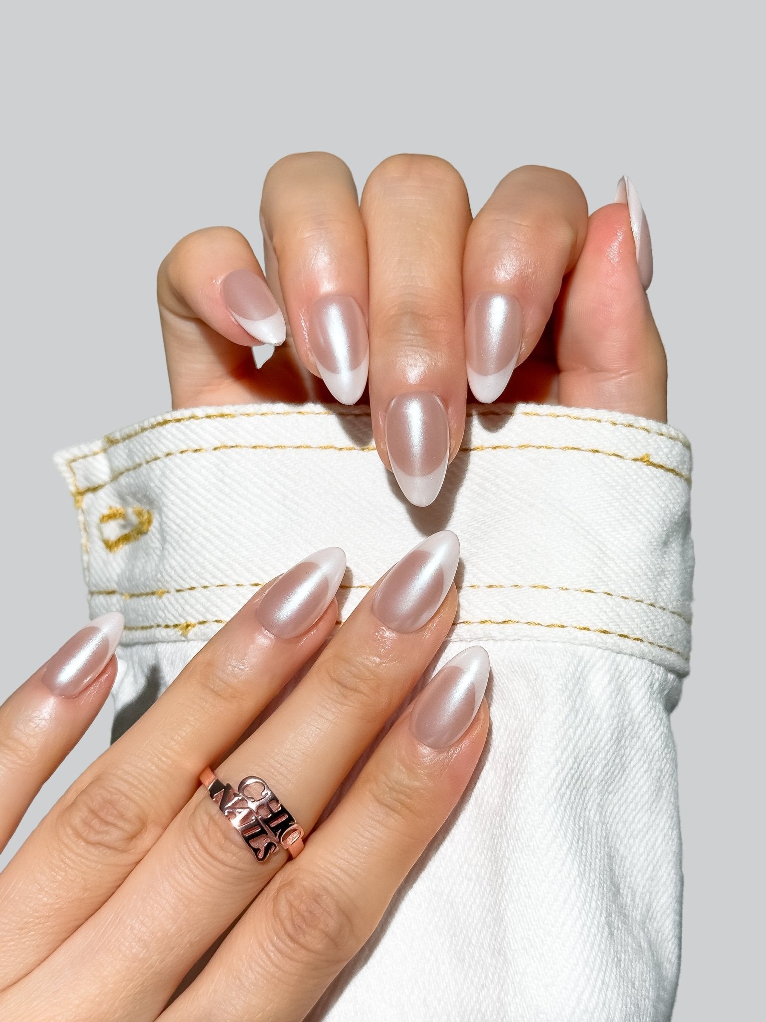 Pearl French Almond Press-On Nails
