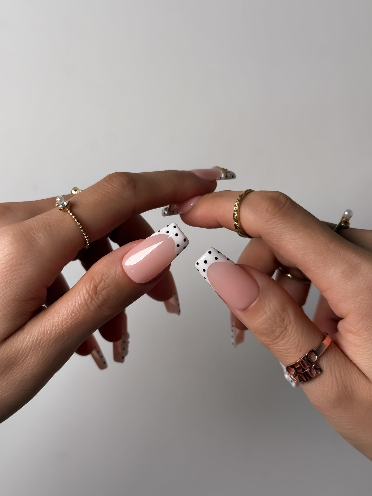 Pearl Dot Medium Square Press On Nails