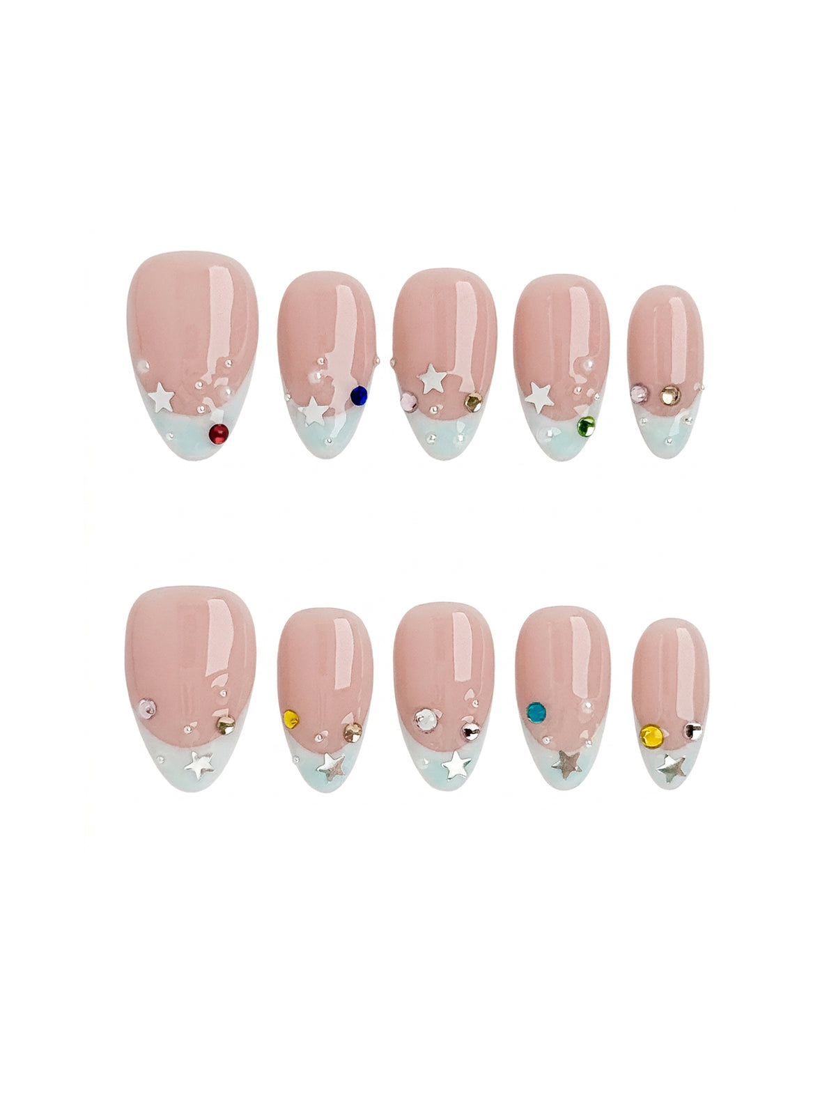 Starlight Blue Short Almond Press On Nails