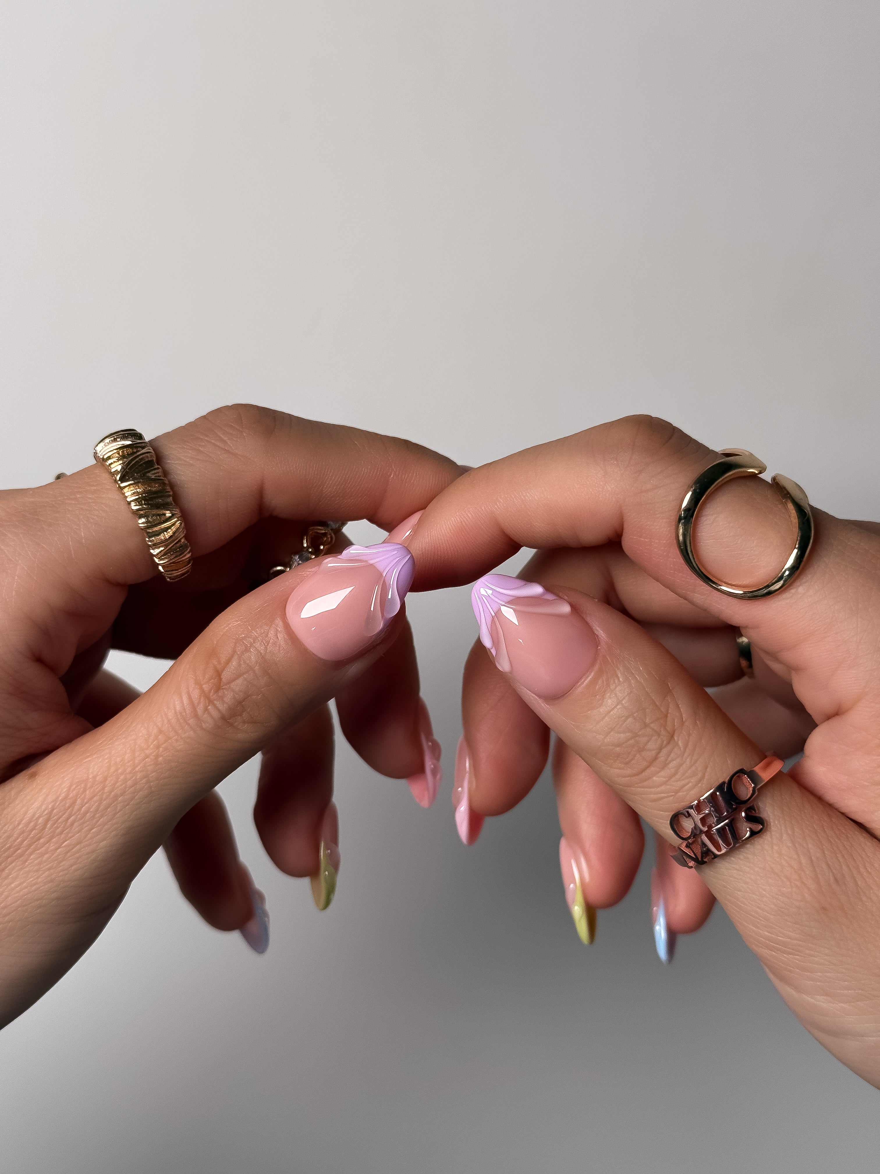 Pastel Petal French Tip Press On Nails Short Almond