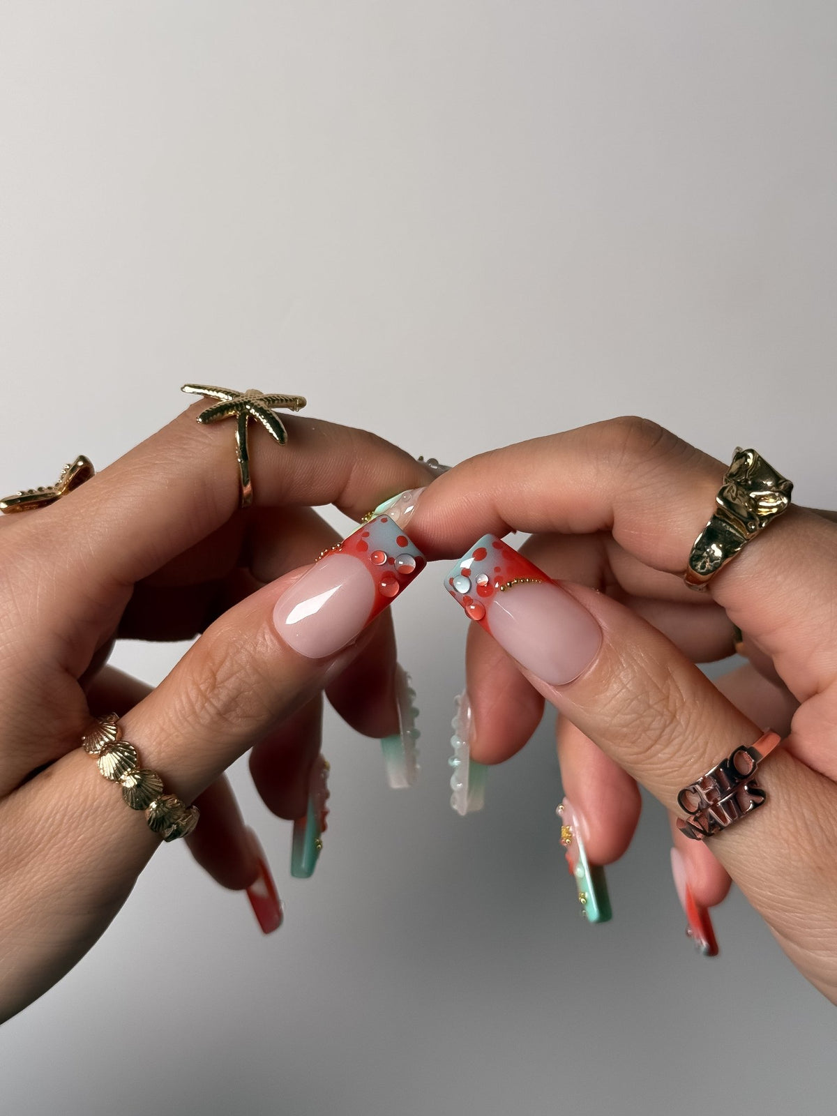 Tropical Floral Press On Nails Long Square