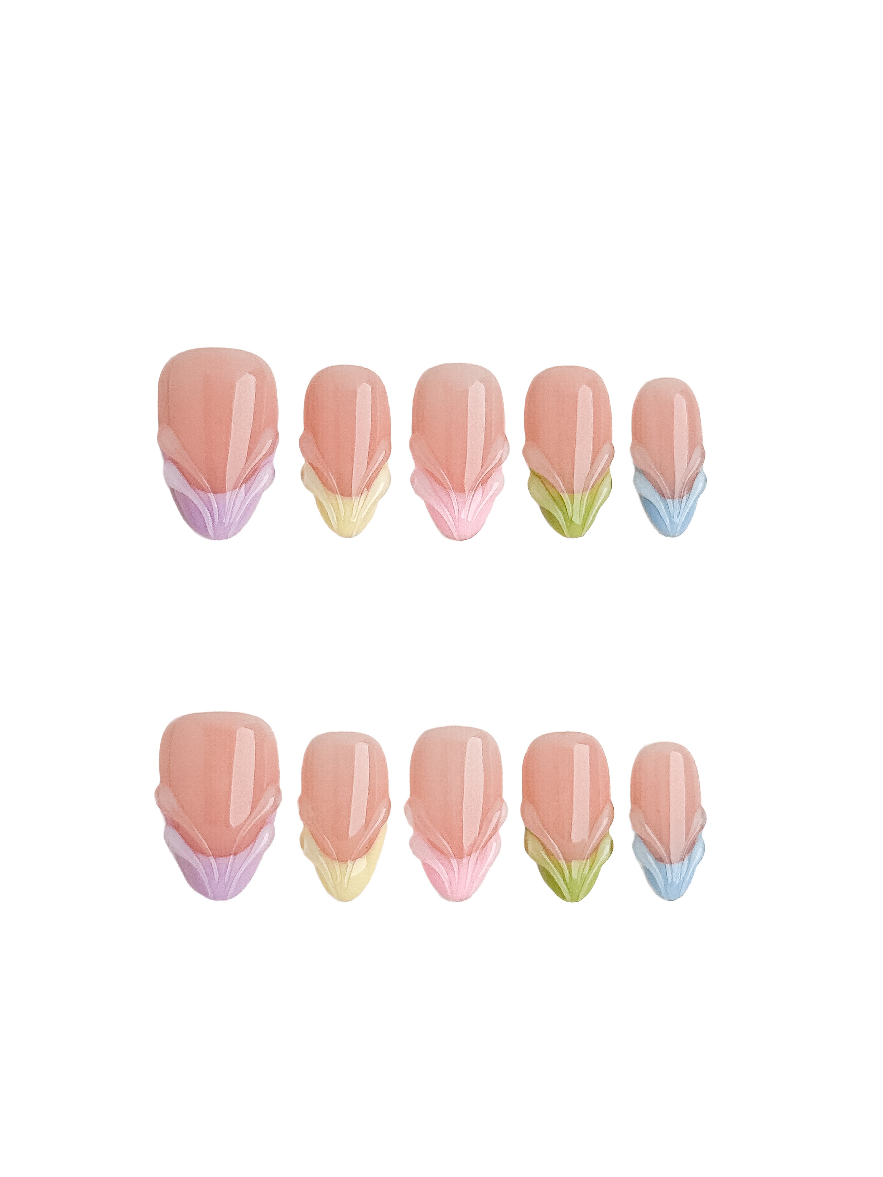 Pastel Petal French Tip Press On Nails Short Almond