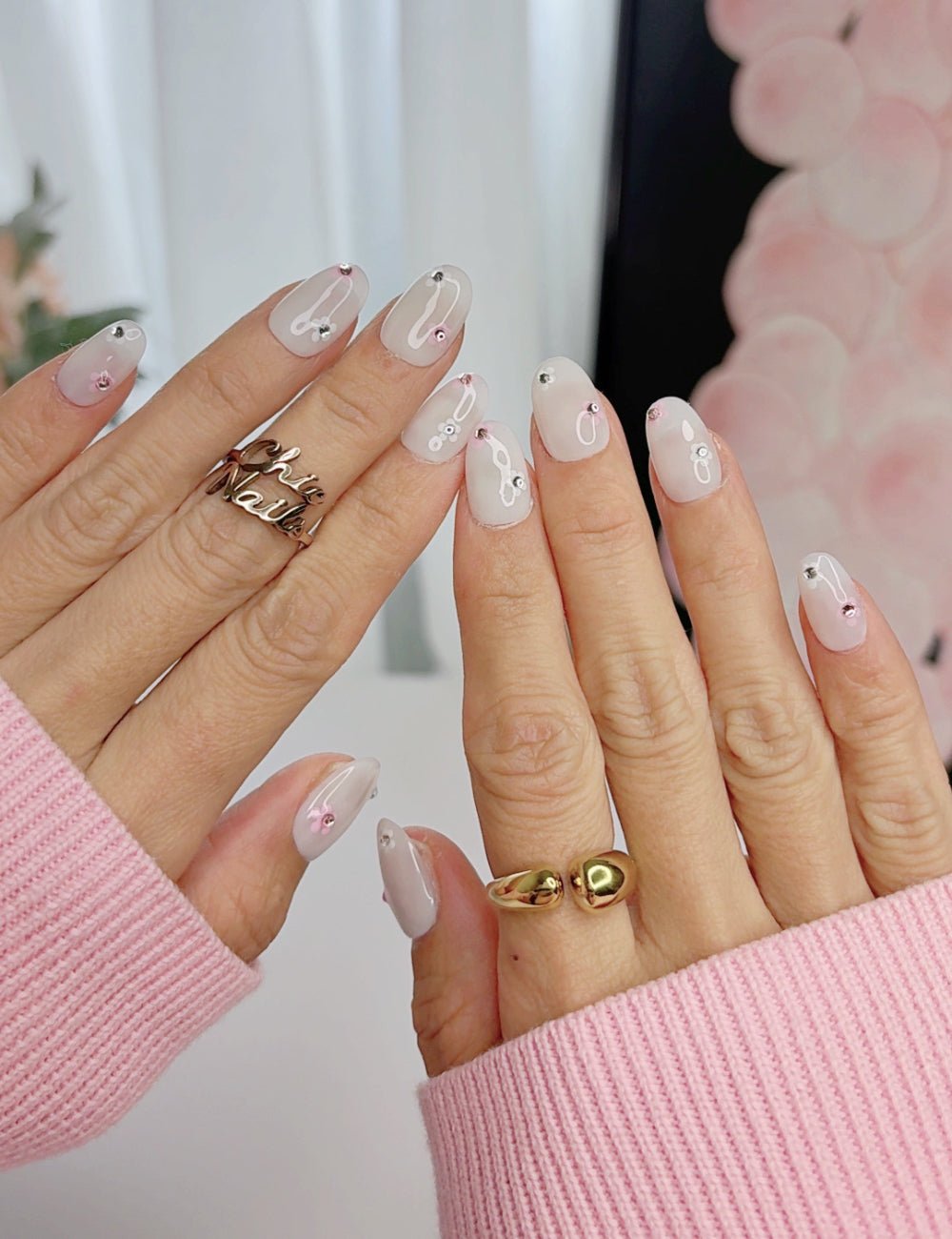 Blush Crystal Press-On Nails