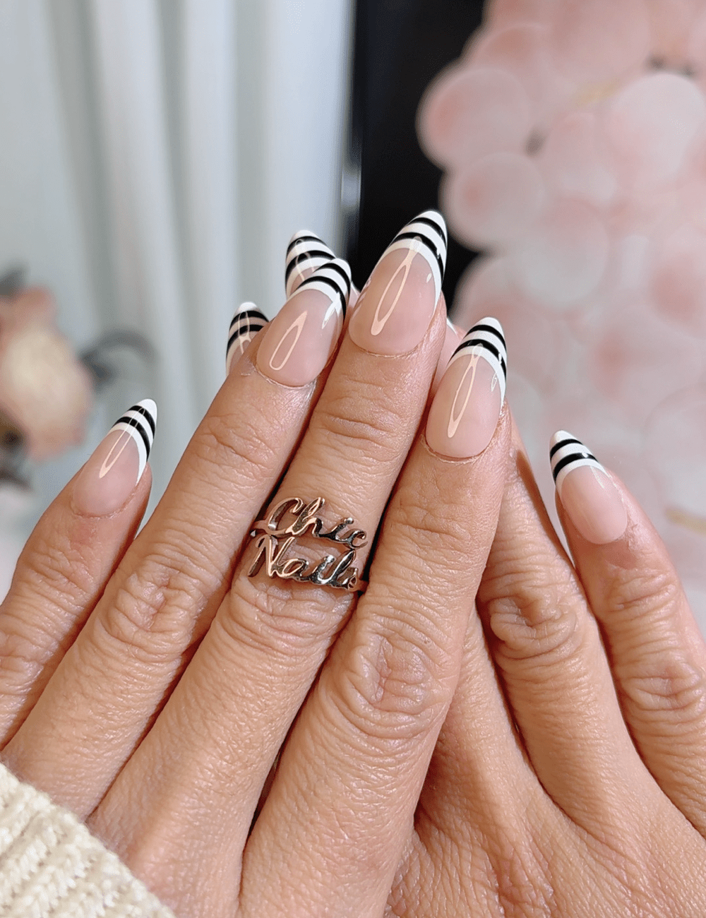 Black & White Double French Press-On Nails – Modern Minimalist Chic | CHICNAILS