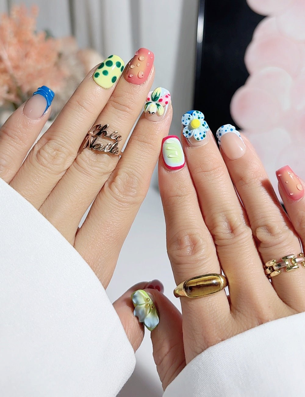 Playful Mix 3D Cute Nails – Colorful Press-On Set