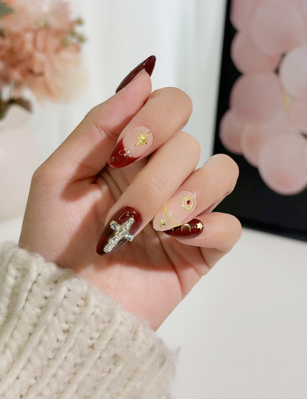 Cherry Jungle Press-On Nails – Leopard, Zebra, Cherry & Red French Tips