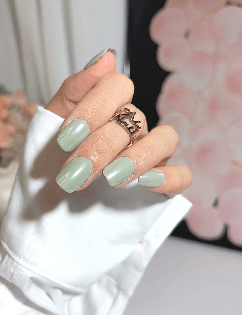 Mint Gloss Short Square Press On Nails