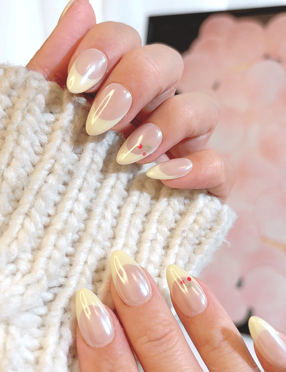 Cherry French Press-On Nails – Short Almond | Cute & Natural Design