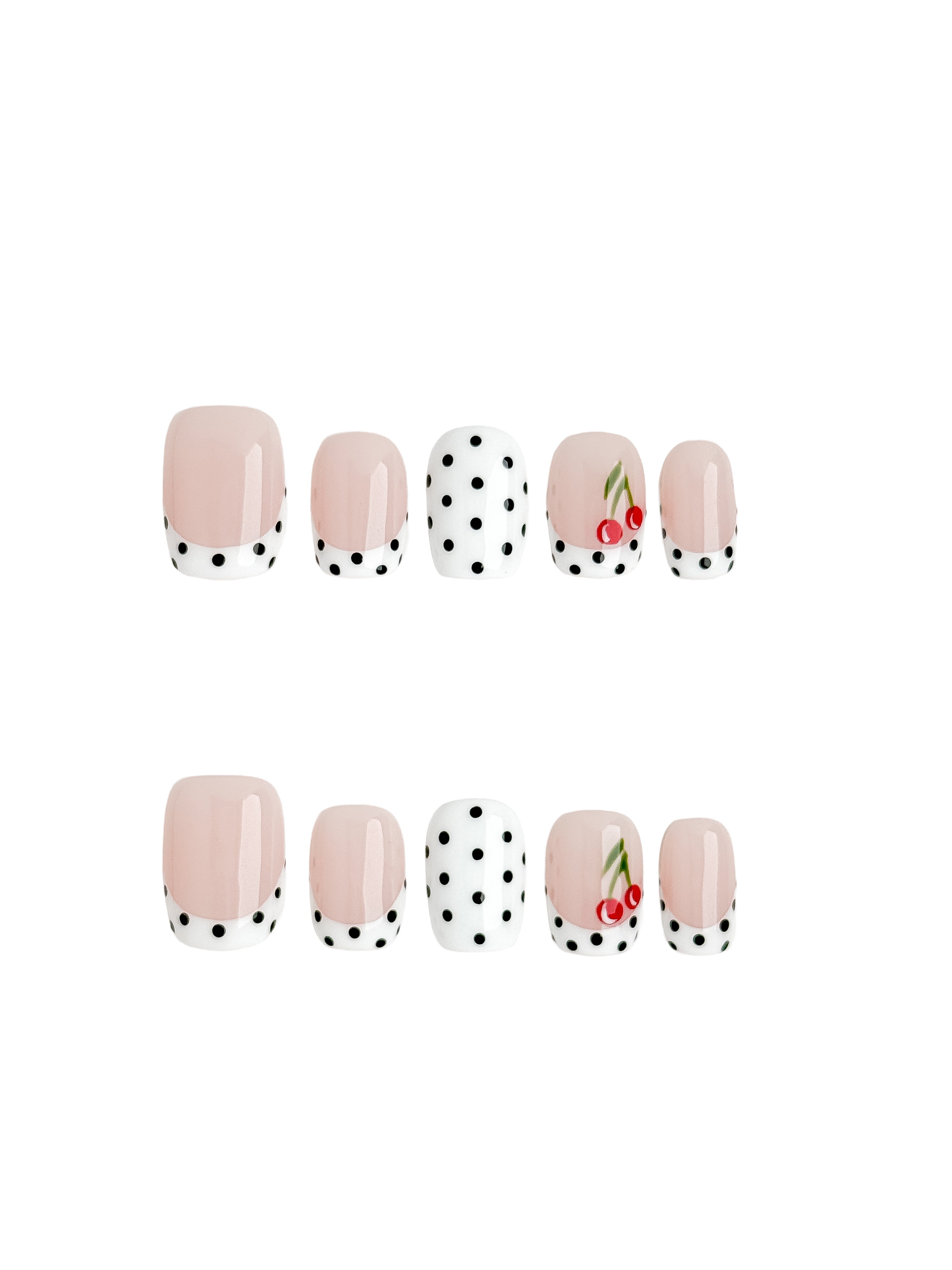 Cherry Polka Dot Press On Nails Extra Short Square