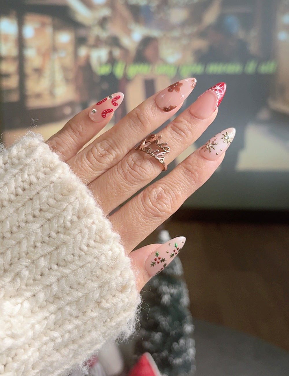 Gingerbread Candy Christmas Press-On Nails