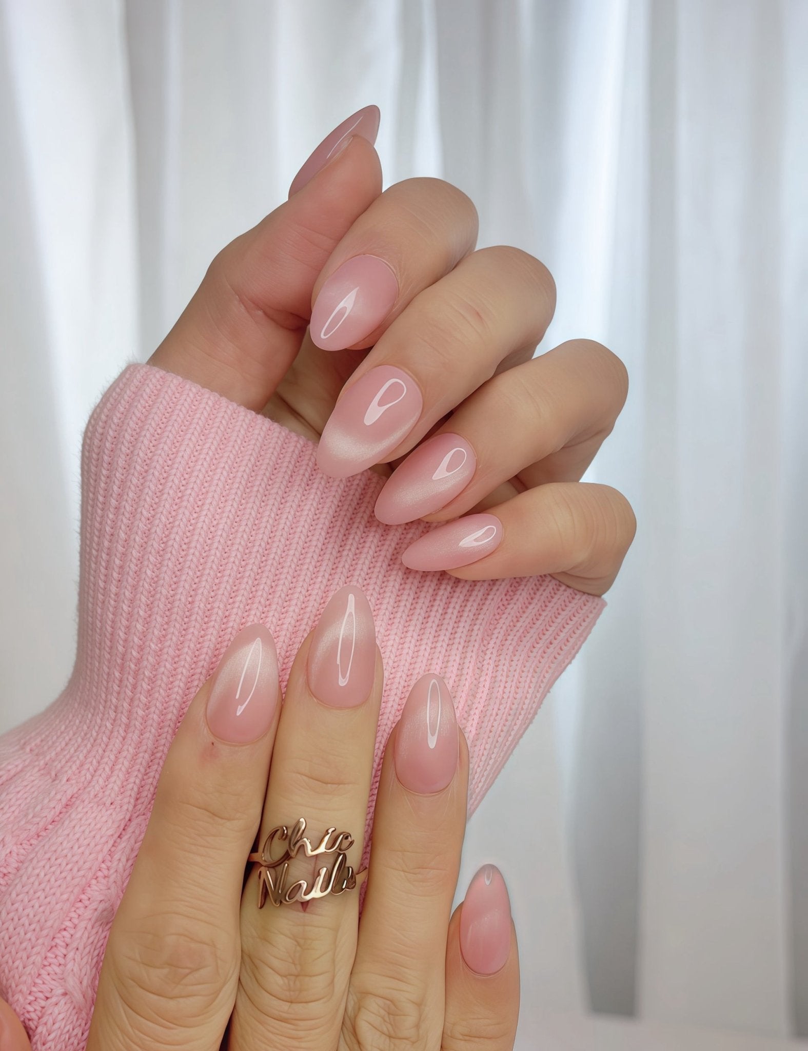 Pink Cat Eye Press On Nails