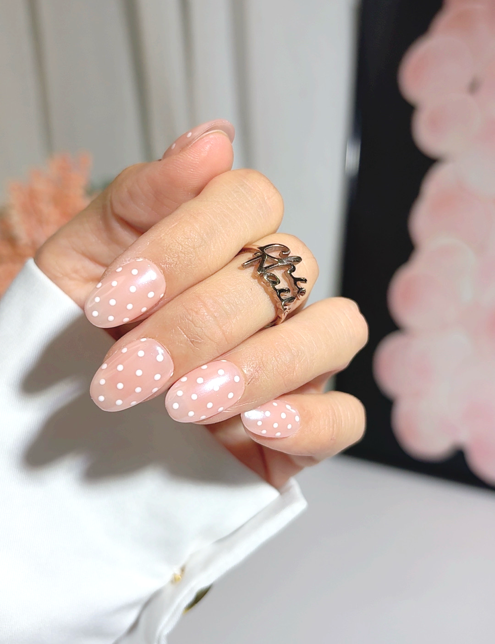 Pink Polka Dot Press On Nails