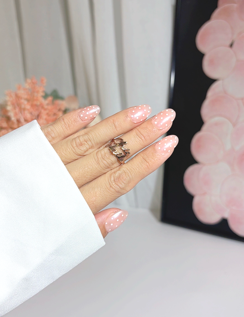 Pink Polka Dot Press On Nails