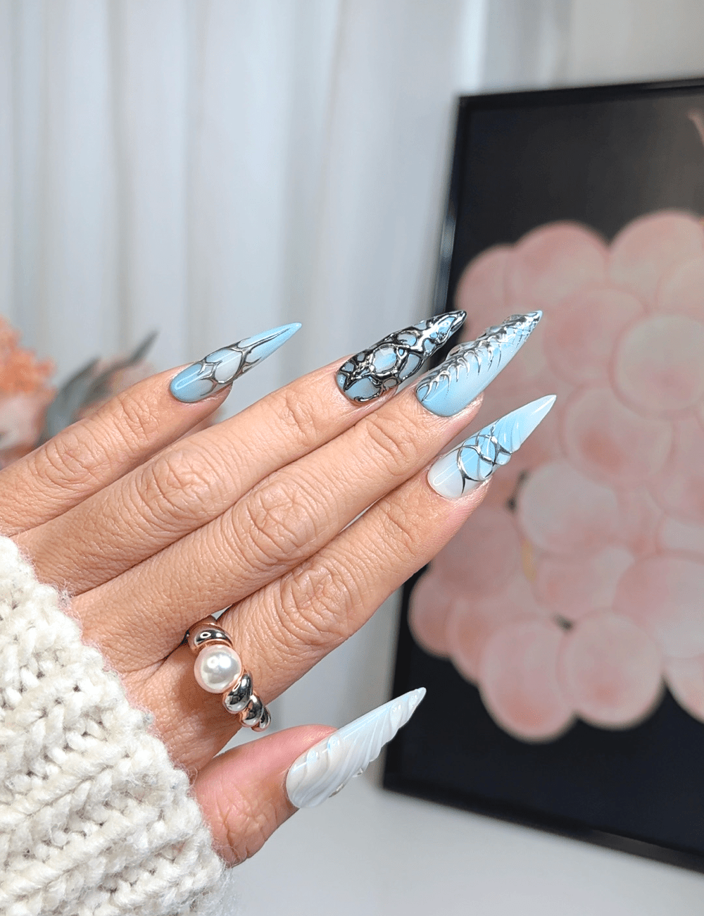Frostbite Jewel | Long Stiletto Press-On Nails