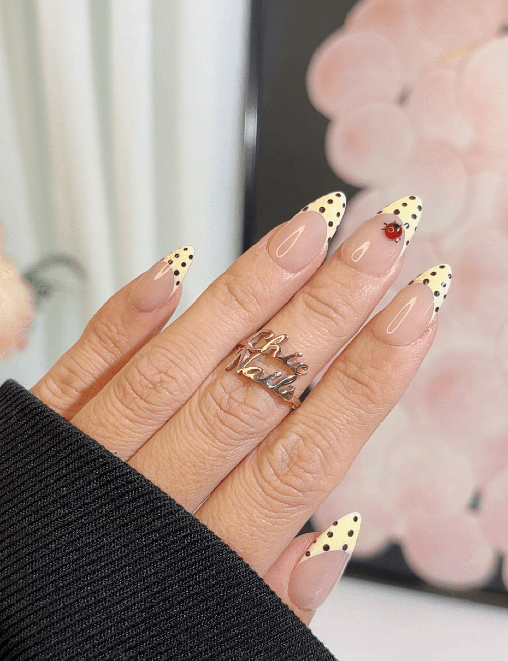 Yellow Ladybug Polka Dot French Press-On Nails – Fun Spring Style | CHICNAILS
