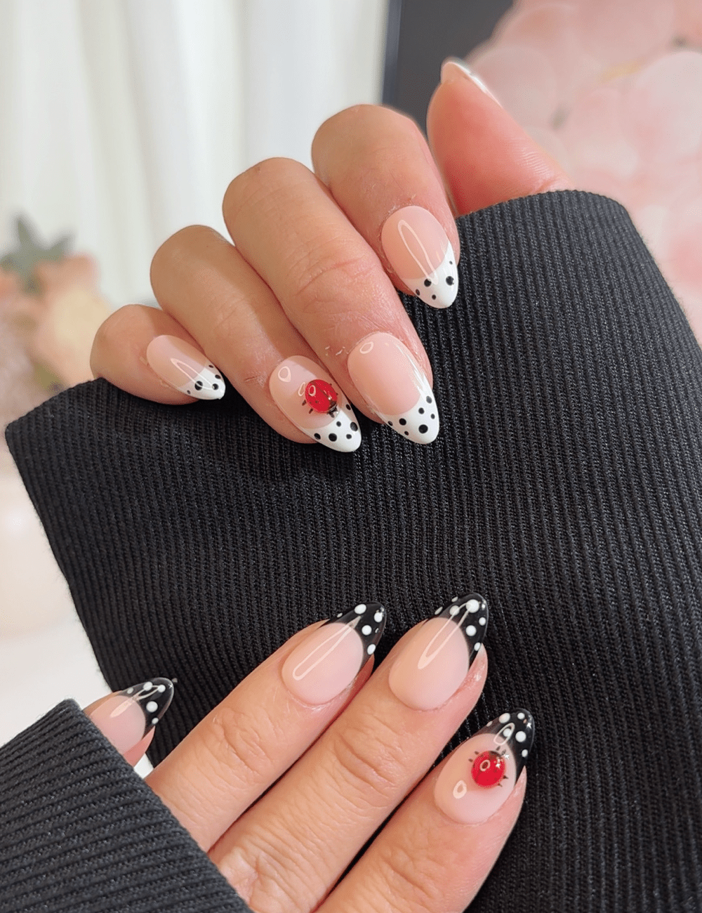 Ladybug Polka Dot French Press-On Nails | Short Almond