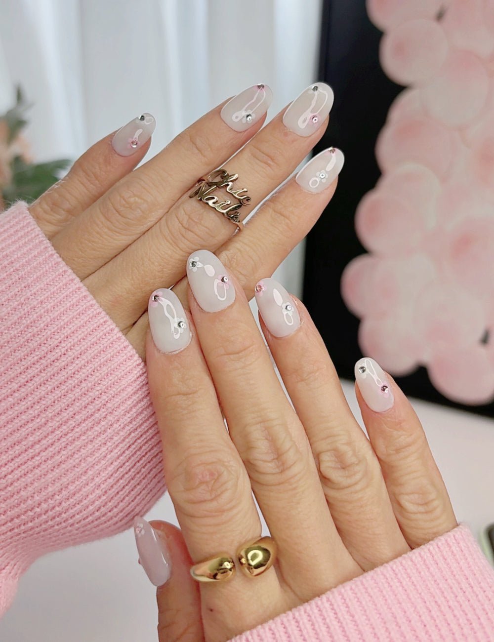 Blush Crystal Press-On Nails