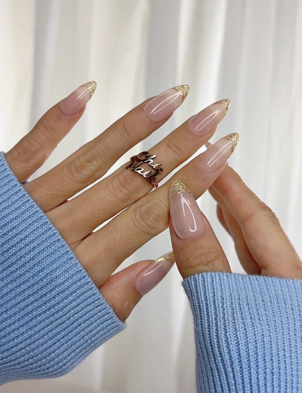Gold French Tip Press On Nails