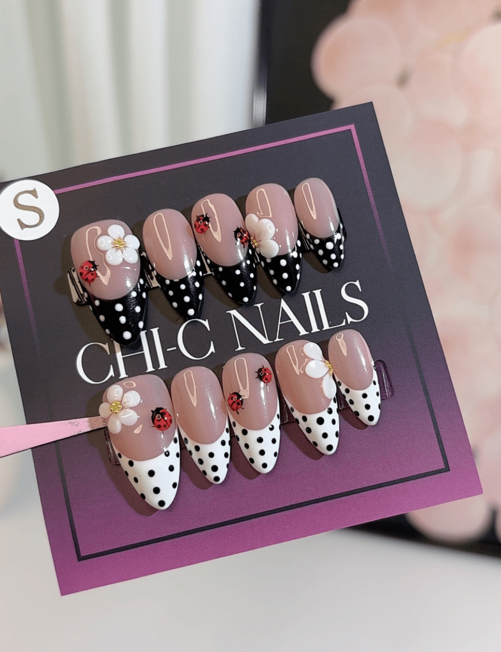 Ladybug Polka Dot French Press-On Nails – Cute Garden Vibes | CHICNAILS