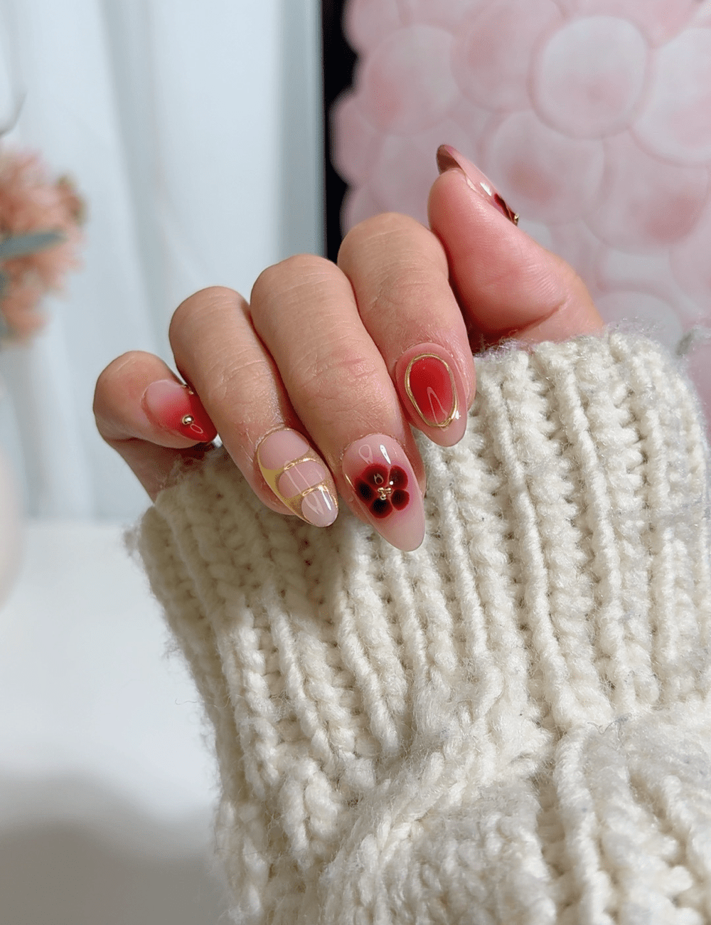 Red Bloom Elegance Press-On Nails