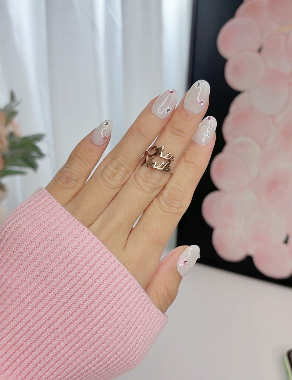Blush Crystal Press-On Nails