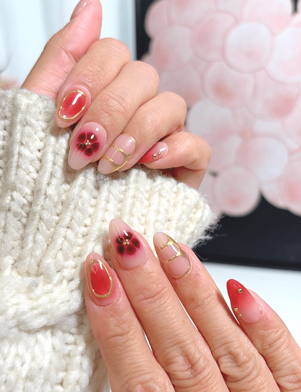Red Bloom Elegance Press-On Nails