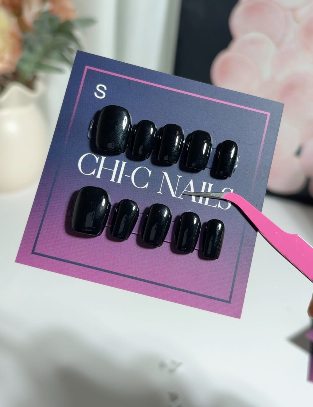 Classic Black Extra Short Square Nails