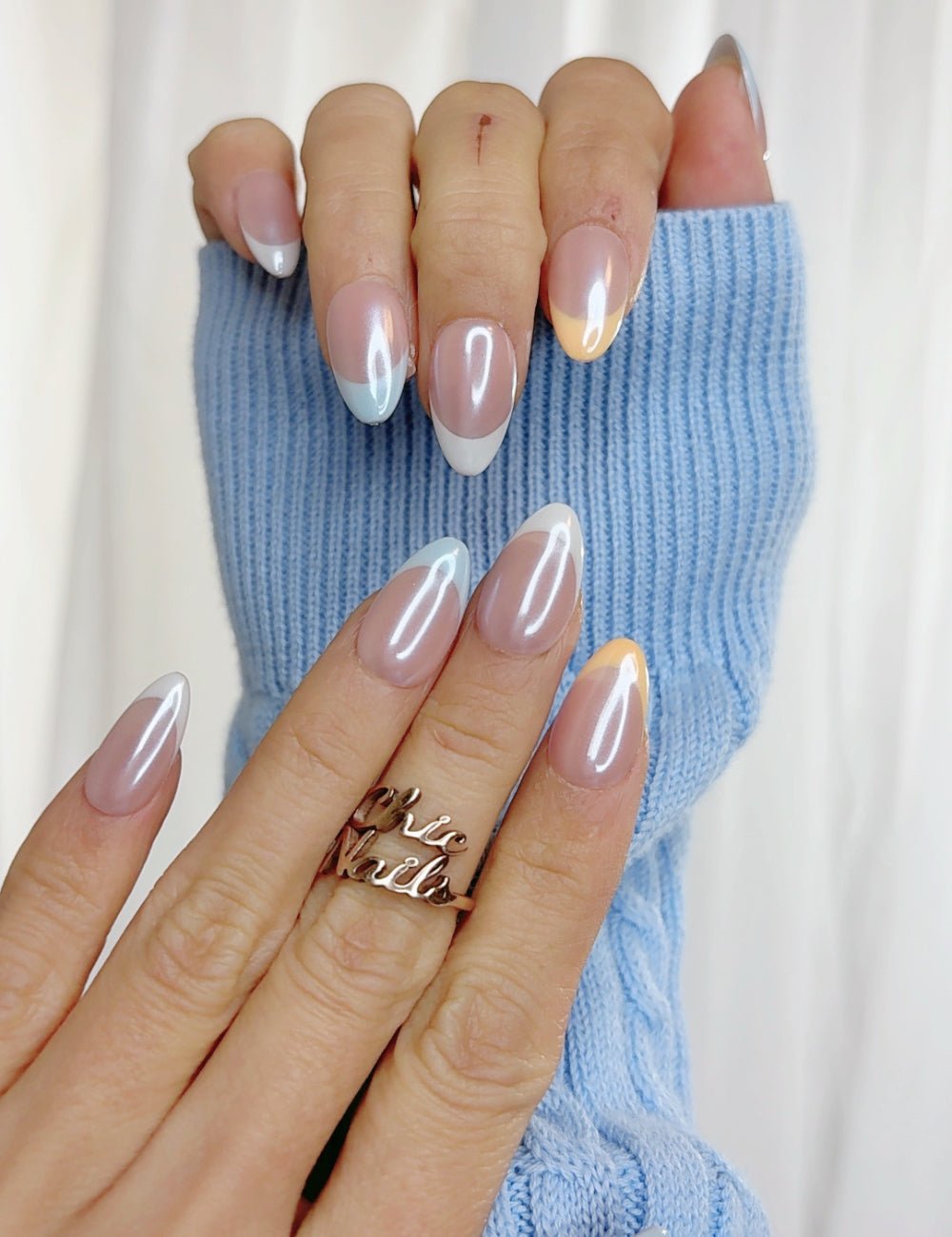 Pastel French Tip Press On Nails
