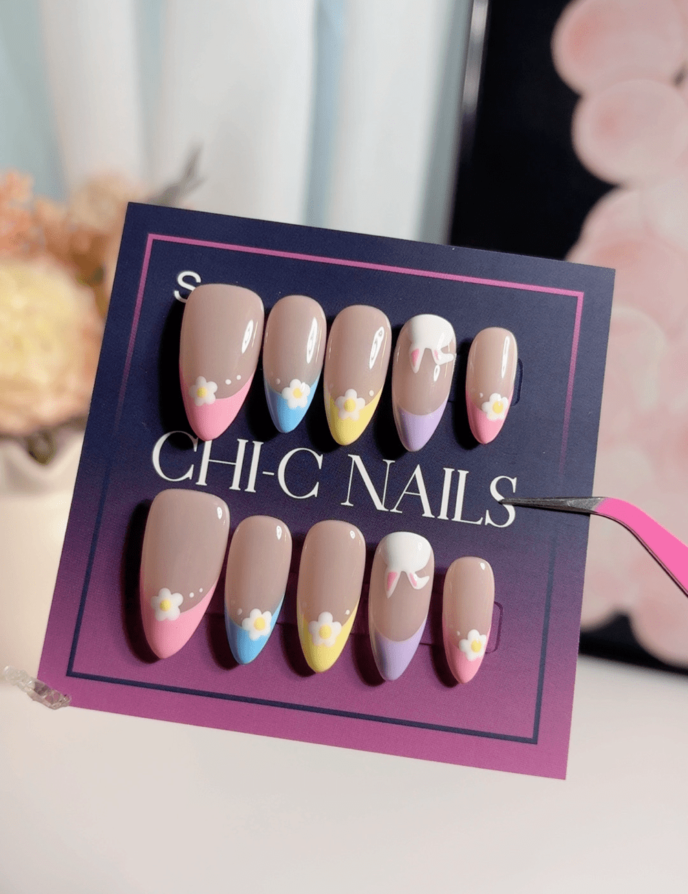 Flawed Pastel Pastel Press On Nails | Sheer Base Cute Easter Vibe - Discounted