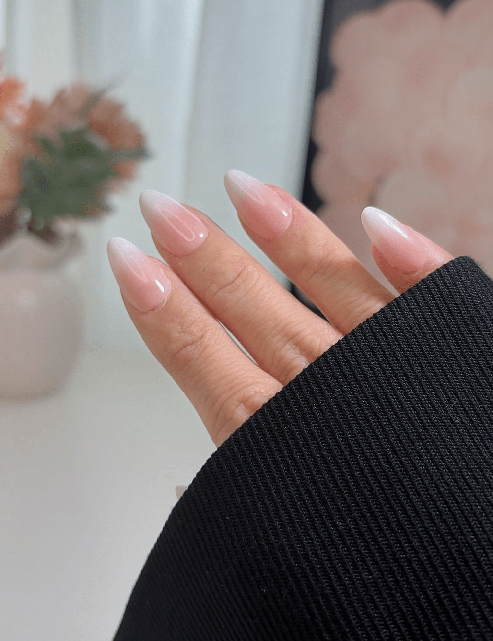 Milky Pink Ombré Press-On Nails – Short Almond Natural Glow