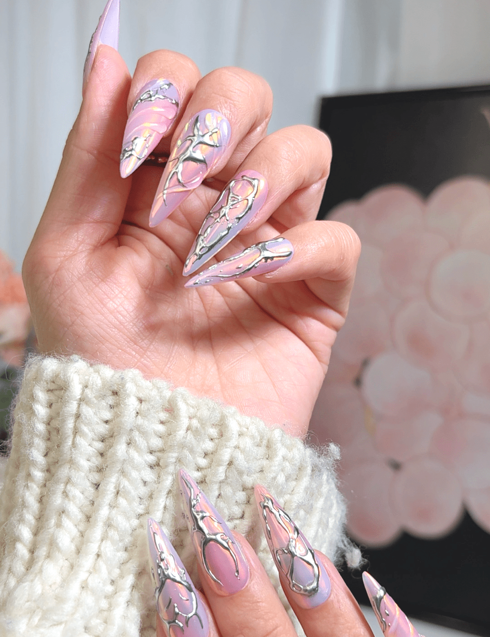 Blush Armor | Long Stiletto Press-On Nails