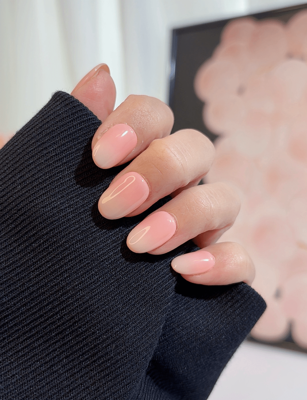 Nude Pink Ombre Press-On Nails – Short Oval | Natural & Reusable