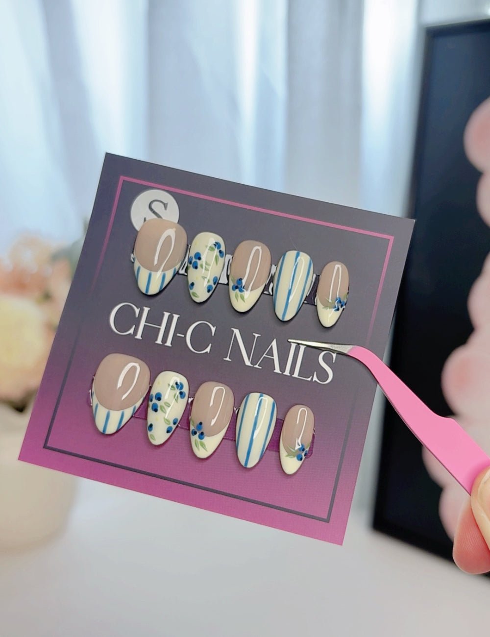 Blue Blossom Press-On Nails