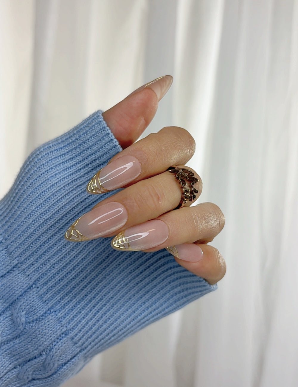 Gold French Tip Press On Nails