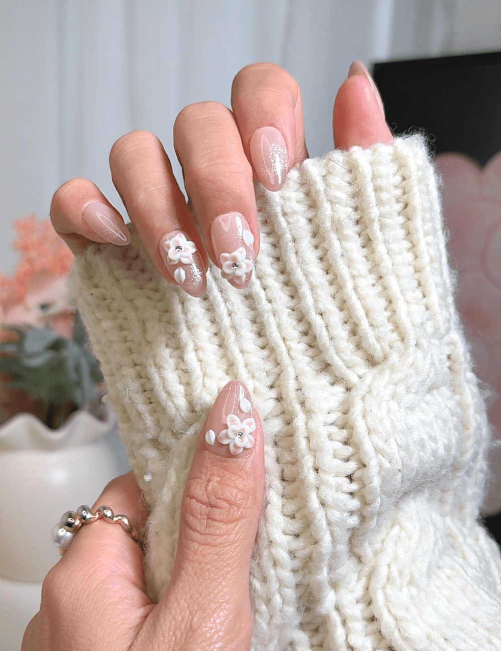 Mermaid Bloom | Medium Almond Press-On Nails