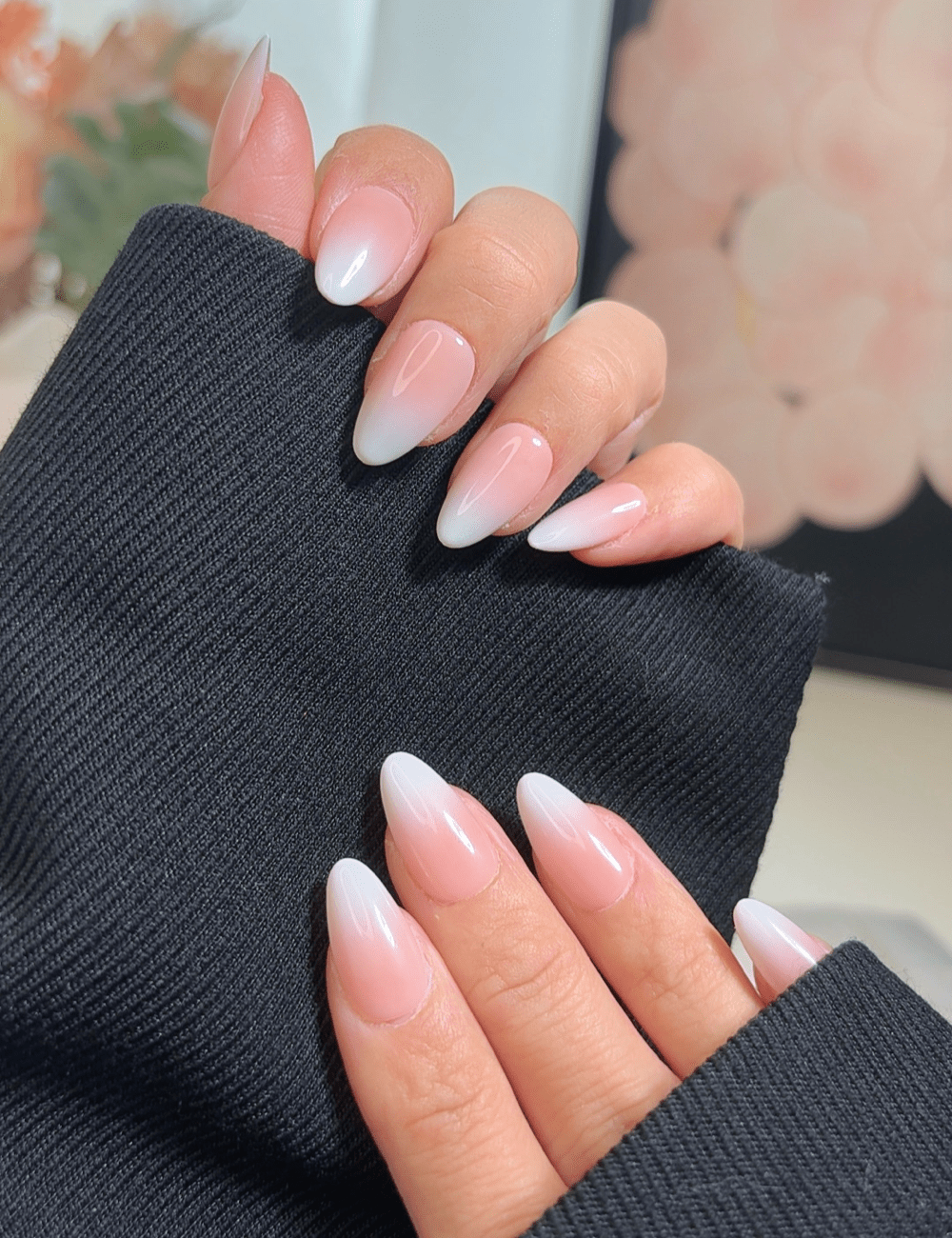 Milky Pink Ombré Press-On Nails – Short Almond Natural Glow
