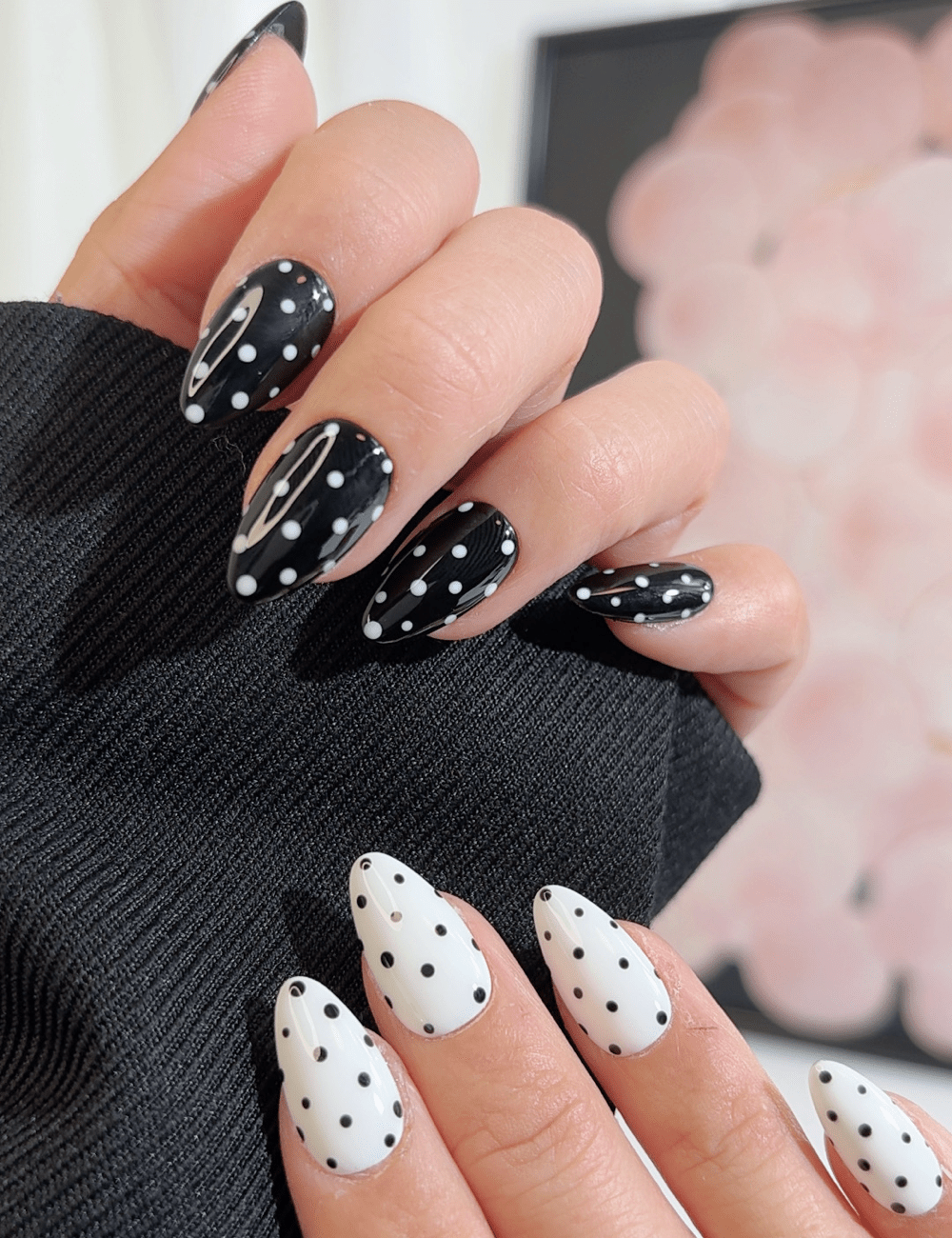 Black & White Polka Dot Press-On Nails | Short Almond