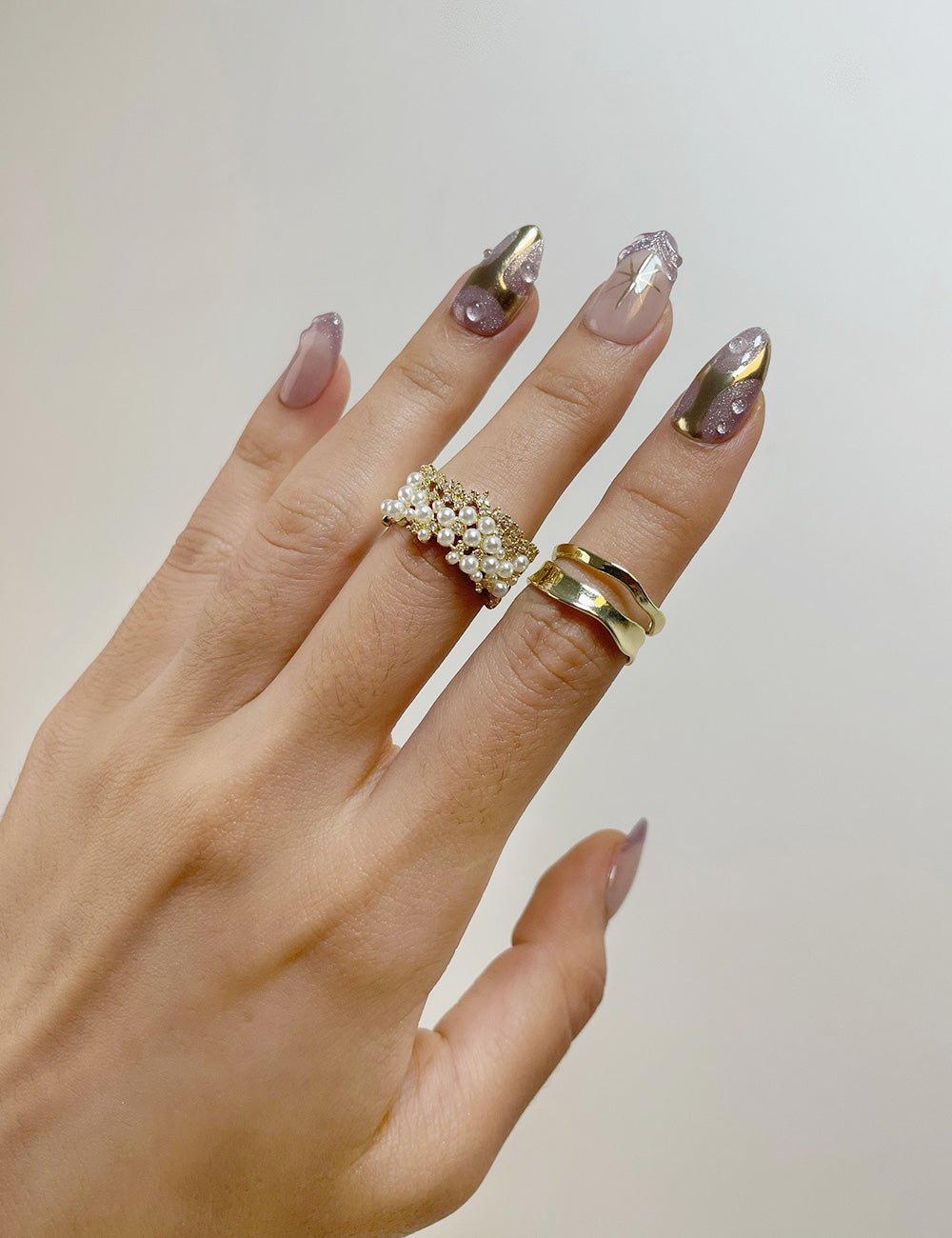 Star Charm Press On Nails Short Almond Celestial Collection