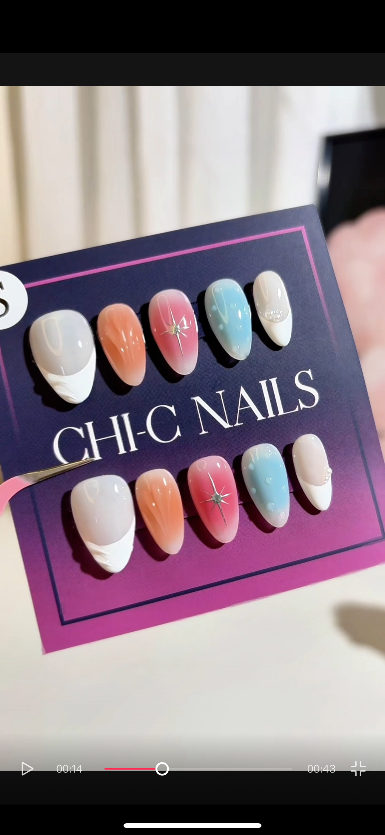 Pastel Daydream Press-On Nails – Gradient Starburst & Pearl Accent Set (10-Piece)