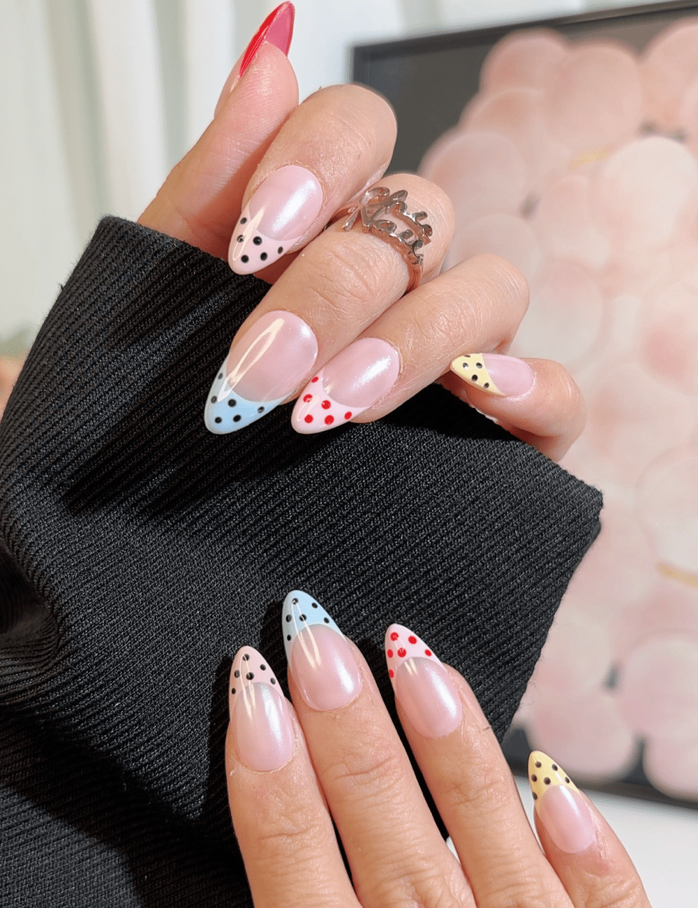 Rainbow Polka Dot French Press-On Nails – Fun Multi-Color Tips | CHICNAILS