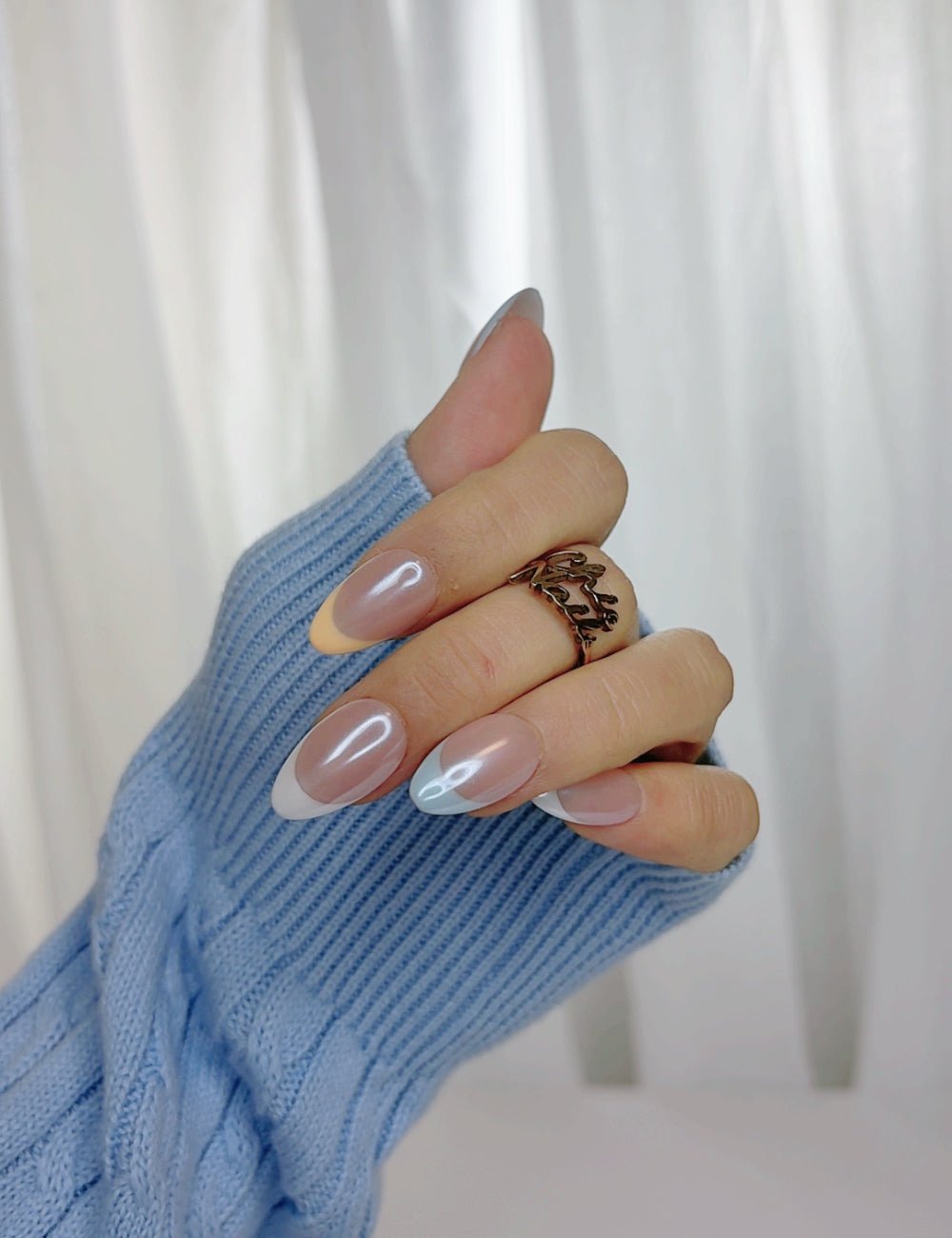 Pastel French Tip Press On Nails