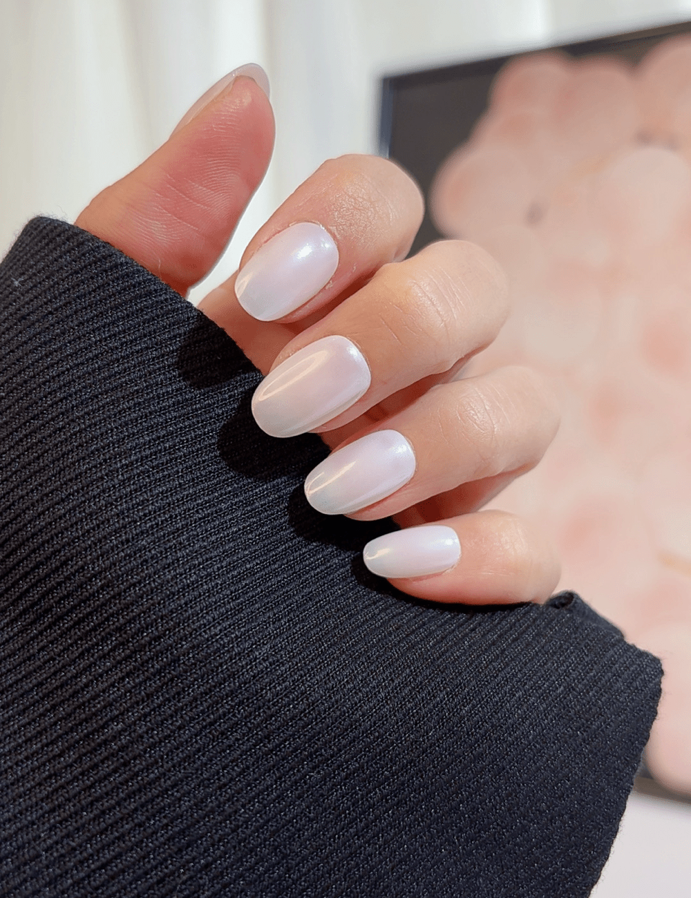 Pearl White Press-On Nails | Short Oval | Reusable & Natural Look