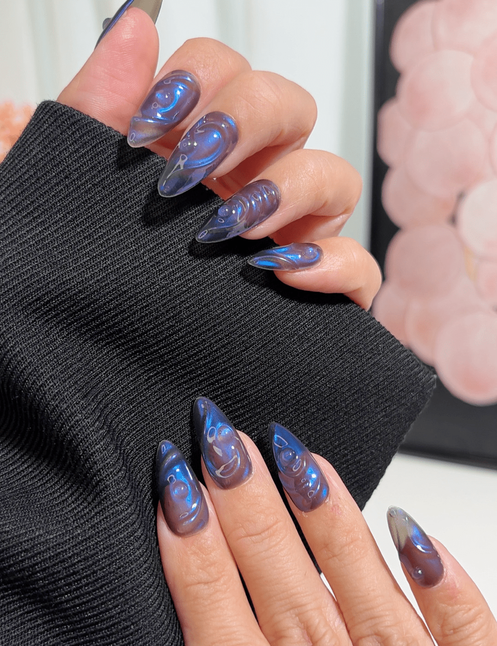 Midnight Ocean Waves 3D Press-On Nails